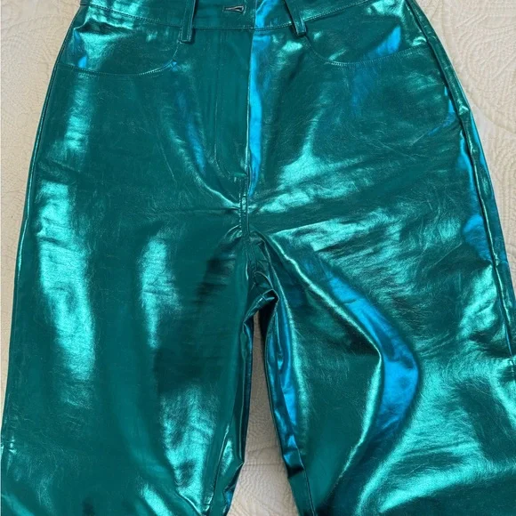 Metallic Teal Women's Pants - Picture 3 of 4